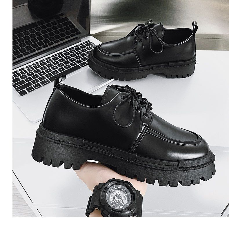MOSSHARKLO Men's Casual Leather Shoes - Low Cut Breathable PU Sneakers With Rubber Sole For Daily Wear (Black)_voghion.com