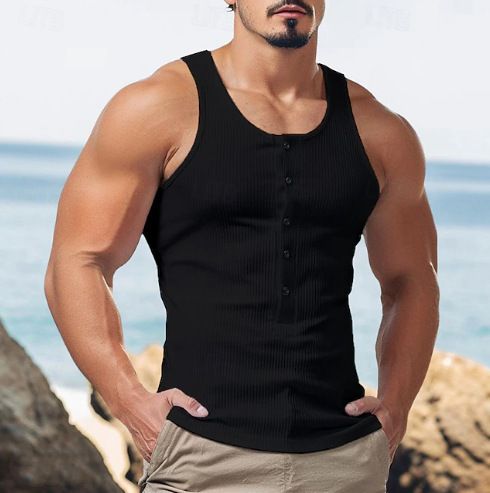 Men's Clothing Vest Summer Trendy Handsome High End Sleeveless Knitted T Shirt_voghion.com