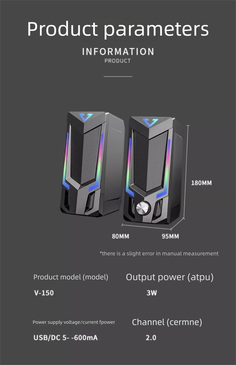 Saida Computer Home Laptop Universal Small Speaker Wired Colorful Light Desktop Subwoofer_voghion.com