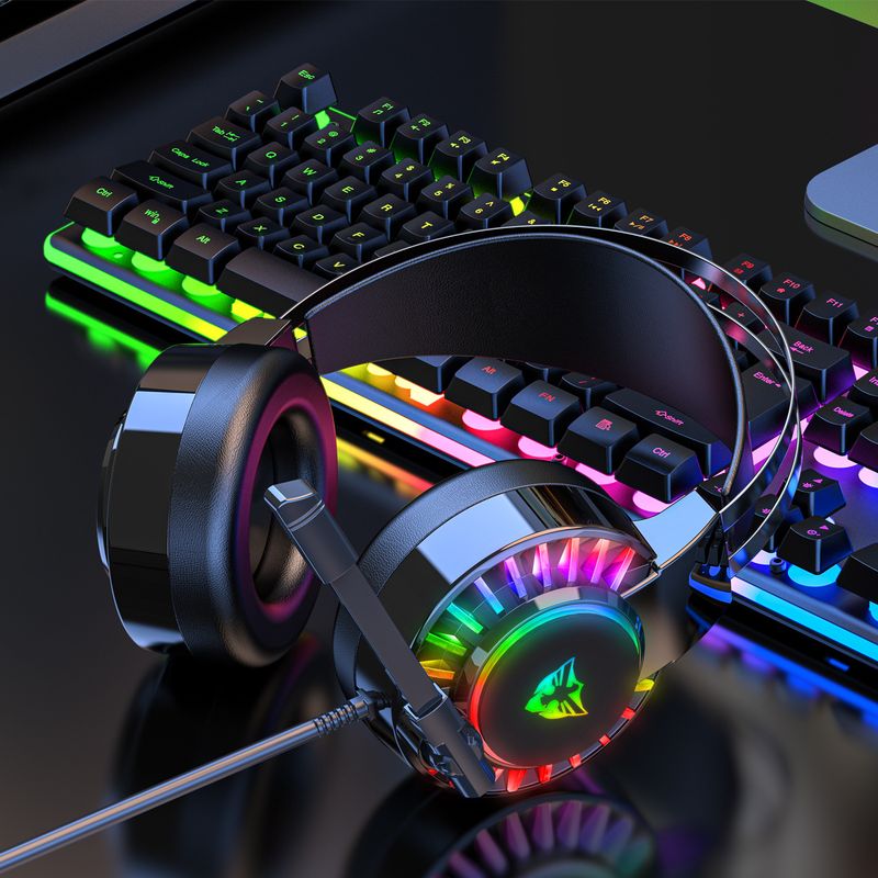 G605 Neutral Gaming Headset With PC Microphone Noise Reduction Headset For Glowing Chicken Eating Gaming Cross-Border_voghion.com