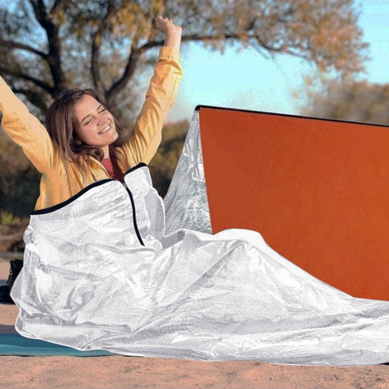 TOMSHOO Notfallschlafsack, ultraleicht, wasserdicht, wärmereflektierend, Thermoschlafsack, Überlebensausrüstung für Outdoor-Abenteuer_voghion.com
