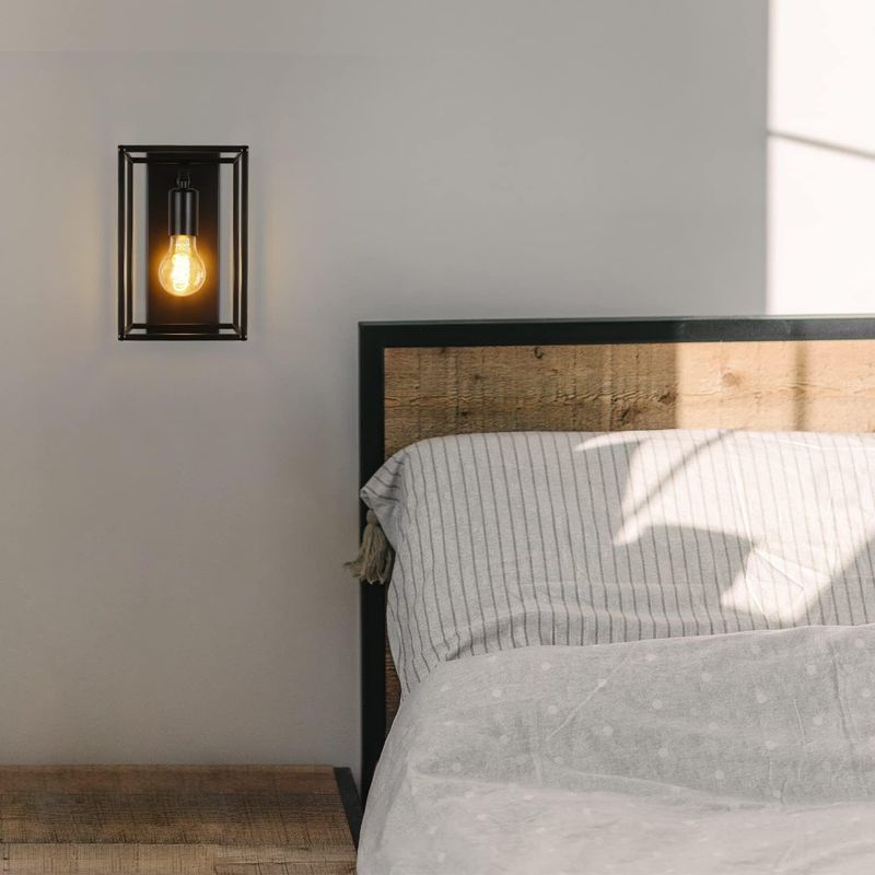 Glitzerlife Wandleuchte Innen Wandlampe Schwarz - Wandbeleuchtung Vintage Schlafzimmer Treppenhaus Beleuchtung Retro Flurlampe E27 Metall Industrial Für Küche_voghion.com