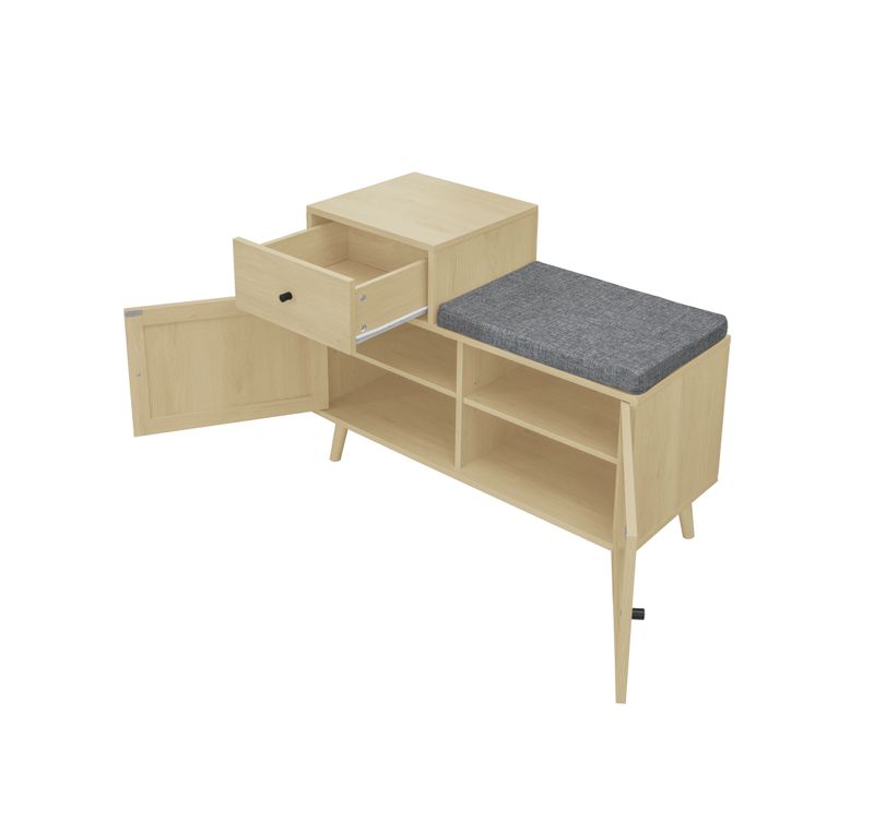Schuhbank con rattantüren, Sitzfläche e Schublade 90x35x65cm_voghion.com