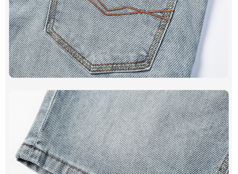 Shorts vaqueros retro finos para hombre: azul clásico lavado, corte holgado (tallas 28-38)_voghion.com