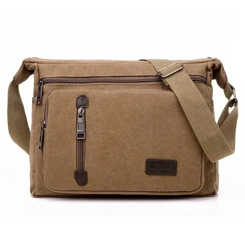 Canvas Shoulder Bag Bottle Men Women Casual Simple Fashion Retro Crossbody Cross Square Multi Layered 250314l_voghion.com