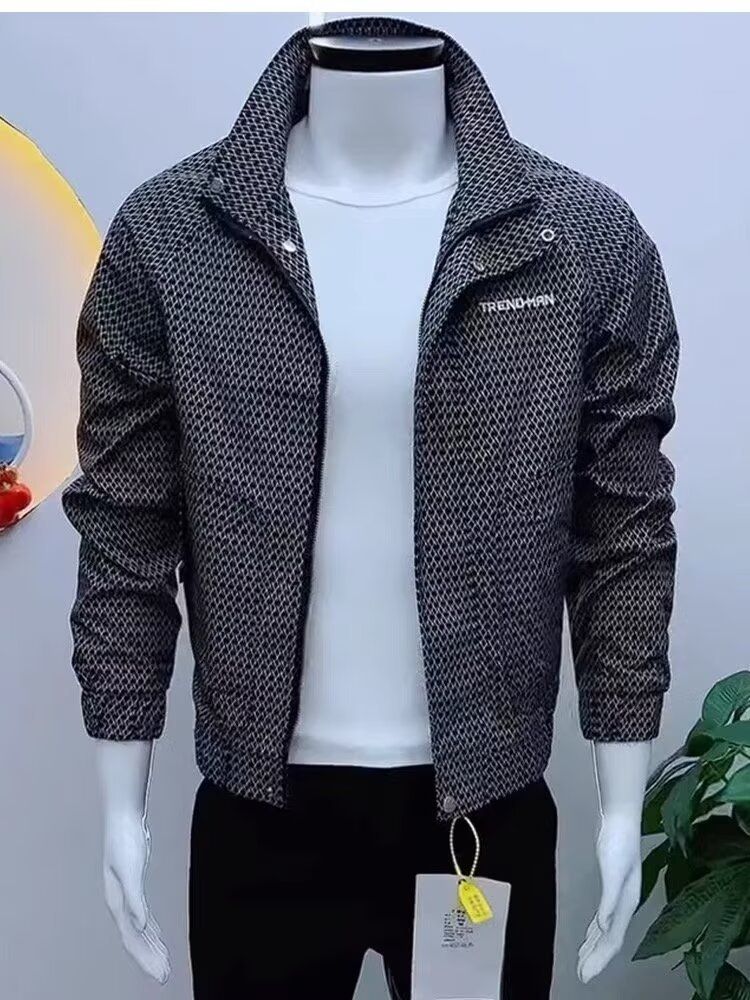 Herrenbekleidung Trendy Oversized Streetwear Jacke für Herren - Vintage High Street Korean Style Kapuzenjacke mit Reißverschluss in Schwarz/Weiß/Grün_voghion.com