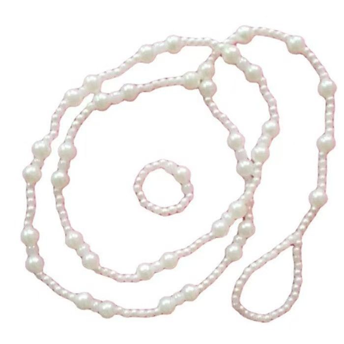 Nuevo conjunto de dos piezas de tobillera de playa de doble capa con anillo de perla para el pie._voghion.com