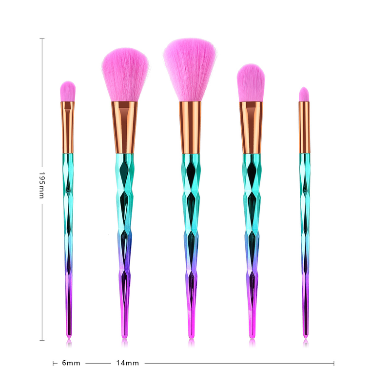 5-teiliges Make-up-Pinselset, Make-up-Tools, Augenset, Lidschattenpinsel, rosa und blauer Farbverlauf, Yuncai GUJHUI_voghion.com