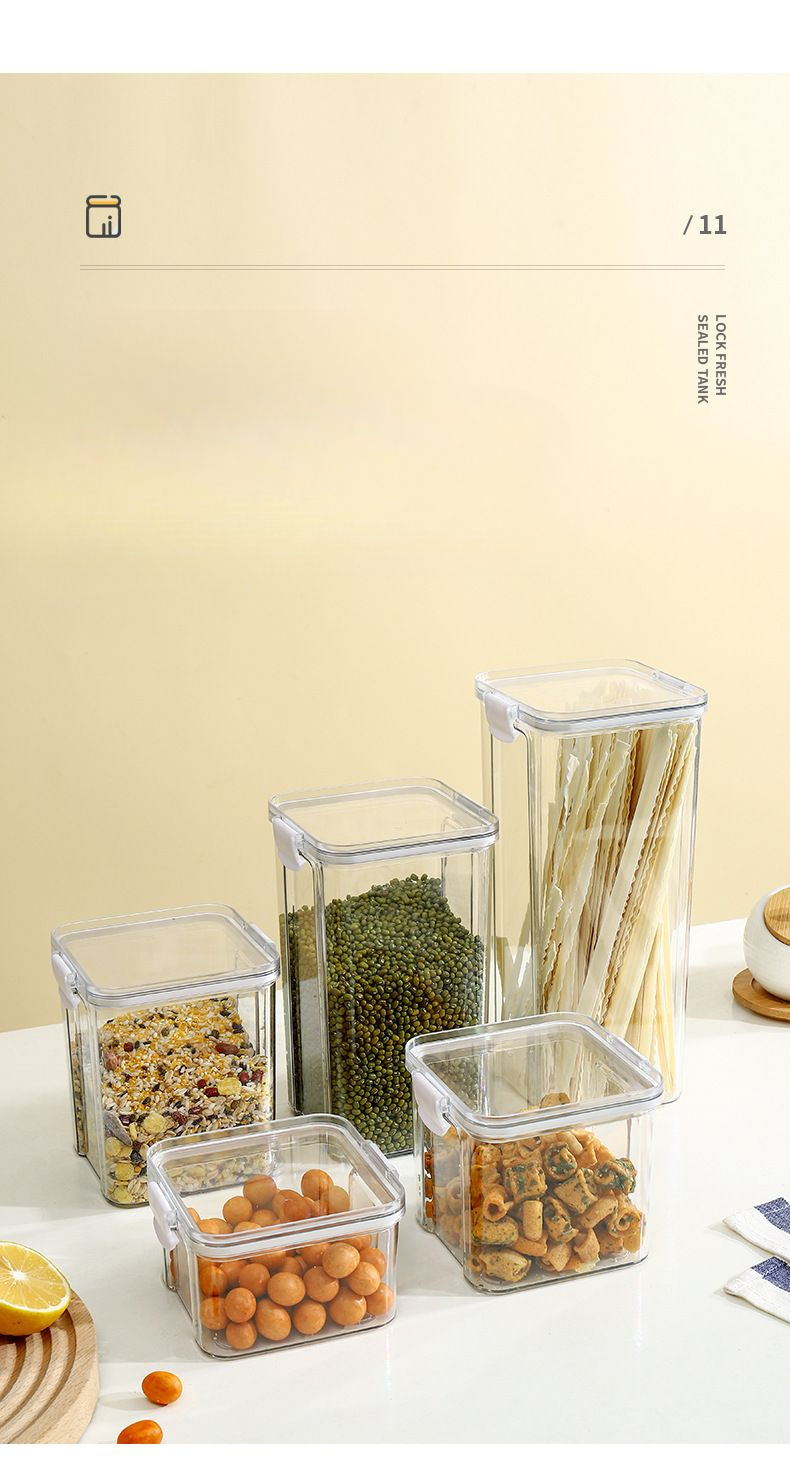 Sealed Food-Grade Container Kitchen Transparent Plastic Jar Grain Storage Box_voghion.com