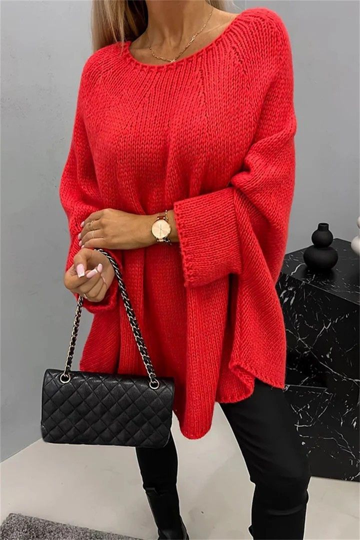 Women's Cape Knit Sweater – Oversized Shawl Collar Pullover (Greyish/Pinkish/Khaki, S/M & L/XL)_voghion.com
