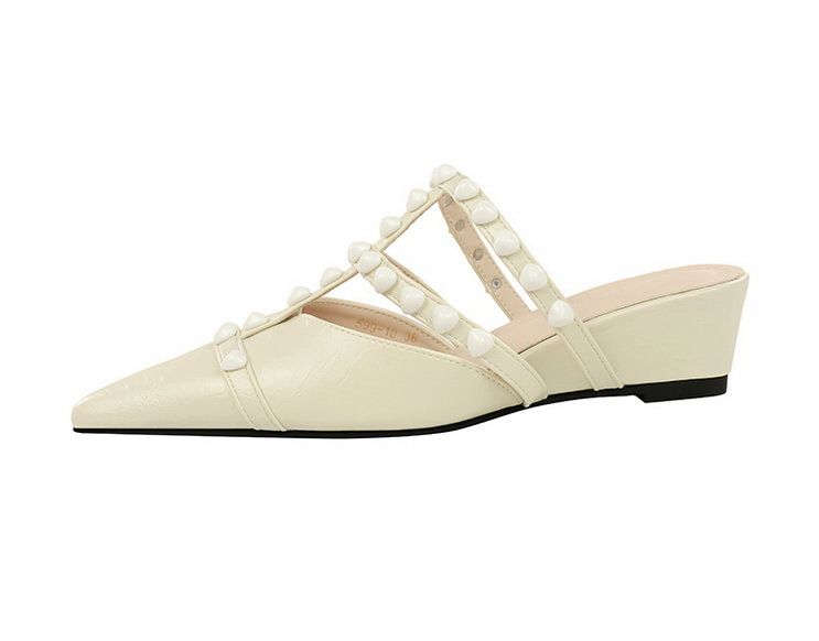 Pearl Chain Bag Head Drag, Comfortable And Versatile Outside Wear, High-end Temperament, One-pedal Women's Shoes_voghion.com