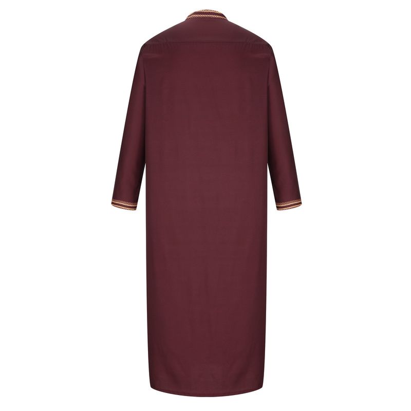 Men's Clothing Men's Muslim Robe Stand Collar Printed Ethnic Style Loose And Comfortable Jumpsuit_voghion.com