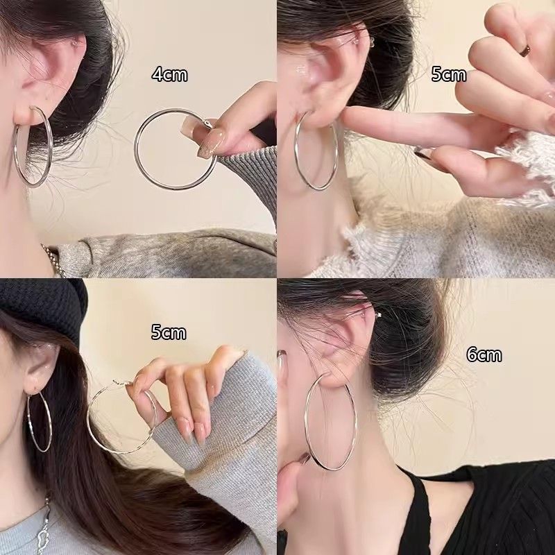 ins Style Simple Silver Needle Versatile Earrings Light Luxury Commuter Metal Circle Earrings Women's High-end Earrings_voghion.com