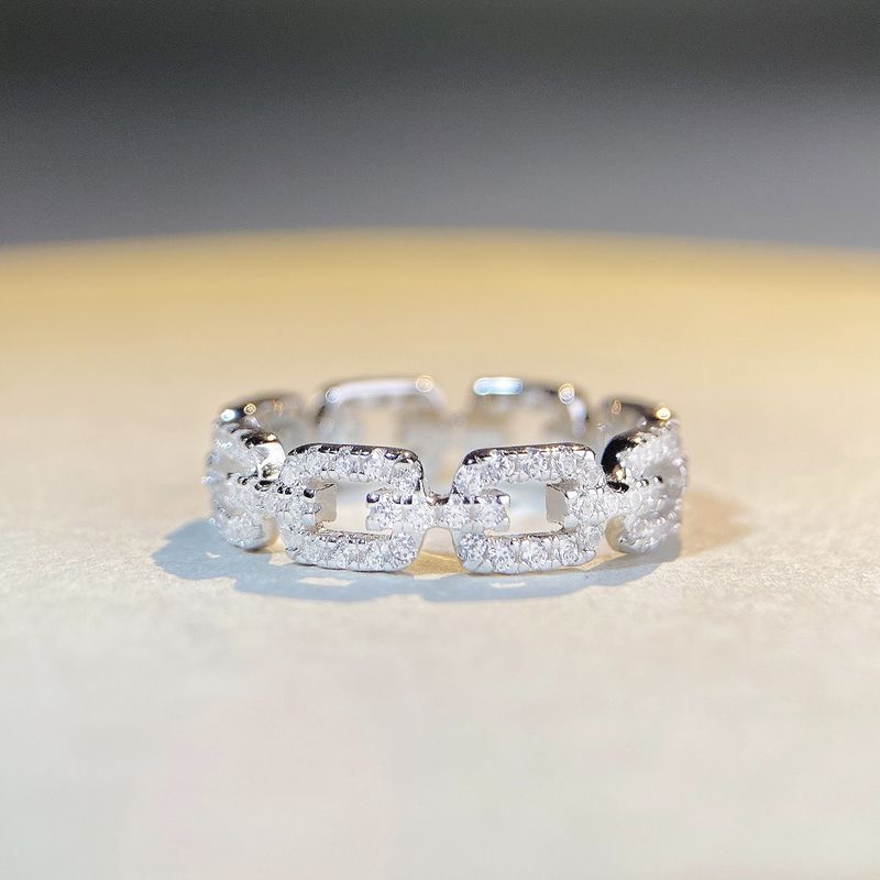 Tancise, anello a catena in argento Sterling S925, da donna, con diamante completo, naso di maiale, anello a coda di coppia, stile sovrapposto, stile versatile_voghion.com