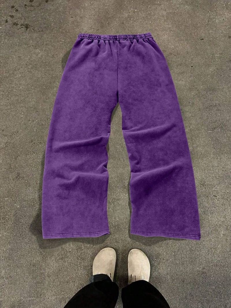 Unisex streetwearbroek - Oversized joggingbroek met hoge taille en wijde pijpen, print en patchwork, casual broek van 50-70% katoen voor heren/dames_voghion.com