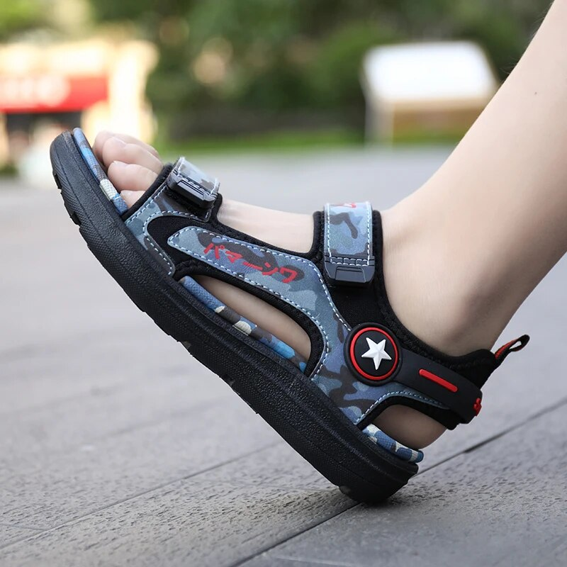 Estate spiaggia bambini, scarpe alla moda per ragazzi 5-16 anni, no ALD, outdoor, ombre astronomiche, sandali in cuoio_voghion.com