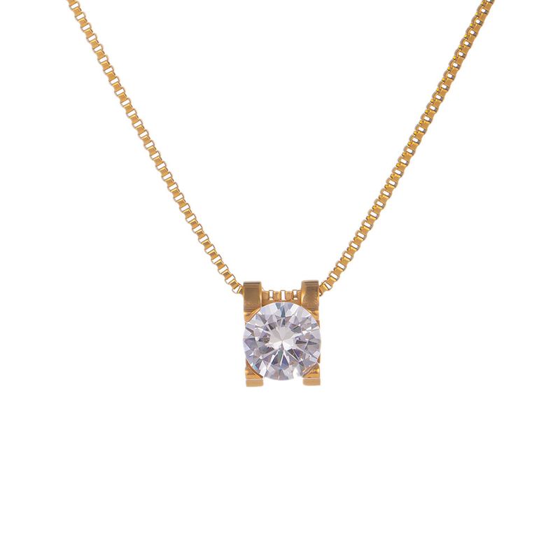 Ciondolo a forma di croce in oro con quattro griffe, stile giapponese e coreano, con diamante singolo, versatile per le donne, alla moda per la clavicola._voghion.com