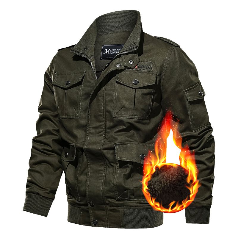 2025 New Velvet Thickened Large Size Loose Jacket, Casual Multi-pocket Middle-aged Coat For Men_voghion.com