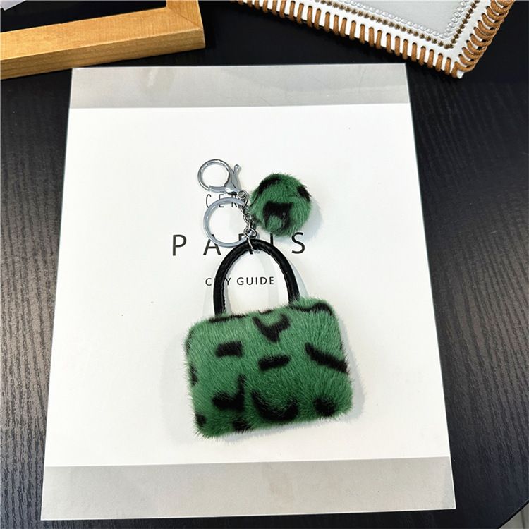 Portachiavi con ciondolo per borsa, motivo leopardato, creativo, per studenti, con ciondolo in peluche e cartone animato, portachiavi per auto, ciondolo con palla di pelo, accessori_voghion.com