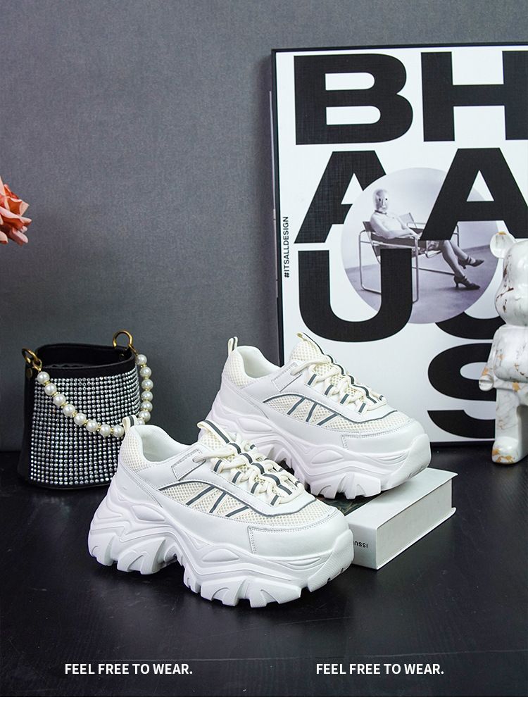 2024 Summer New Thick Sole Dad Women's Internet Red Small Tall Sports Genuine Leather Breathable Mesh Shoes_voghion.com