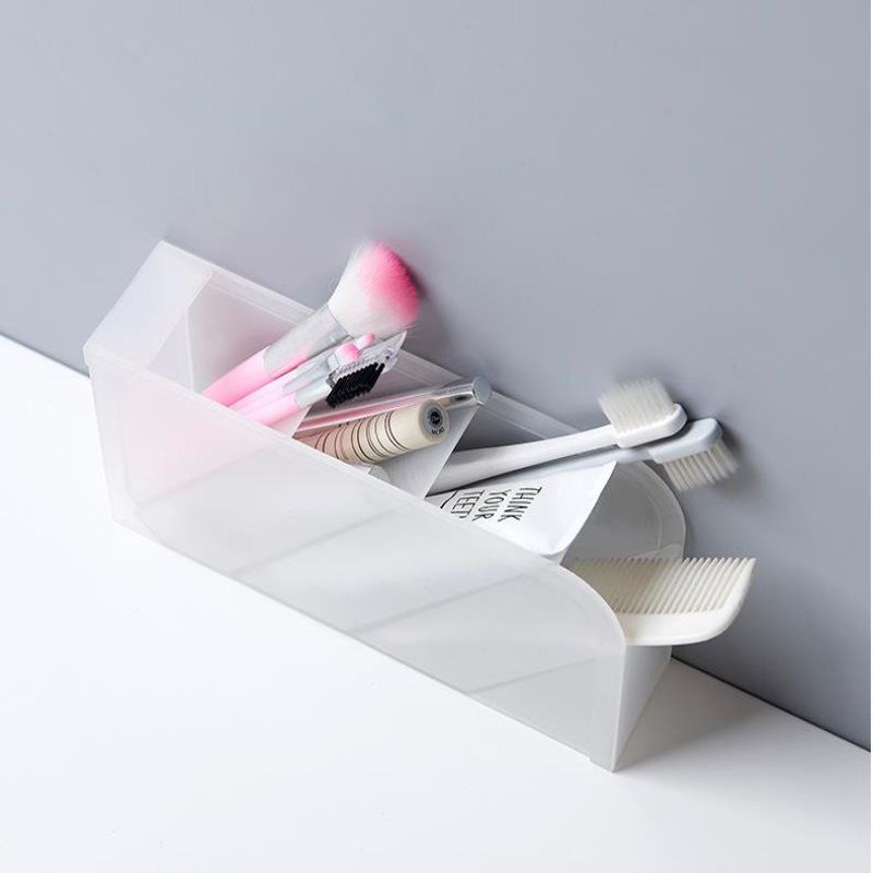 Multifunctional Oblique Desktop Storage Box Transparent Pen Holder Frosted Simple Stationery Holder Cosmetic Brush Lipstick Storage Holder_voghion.com