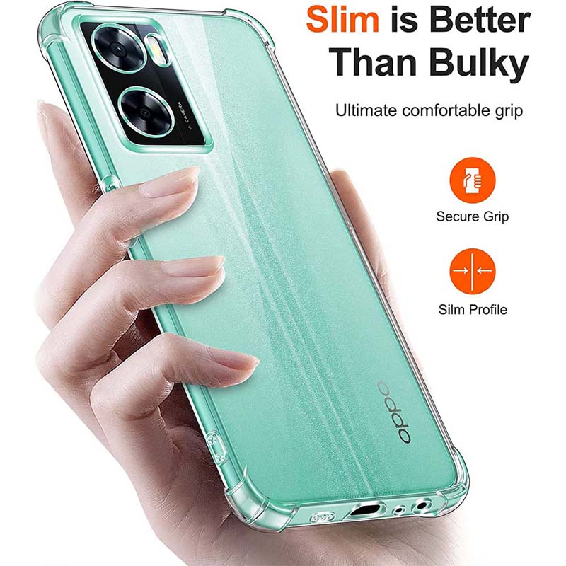 Clear Case For Oppo A57 4G A77 5G A77s A57s A57e Thick Shockproof Soft Silicone Phone Cover for Oppo A94 5G A76 A96 A78 5G A17_voghion.com