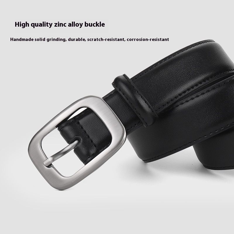 New Women's Square Genuine Leather Needle Buckle Fashion Versatile Decorative Jeans Dress Belt_voghion.com