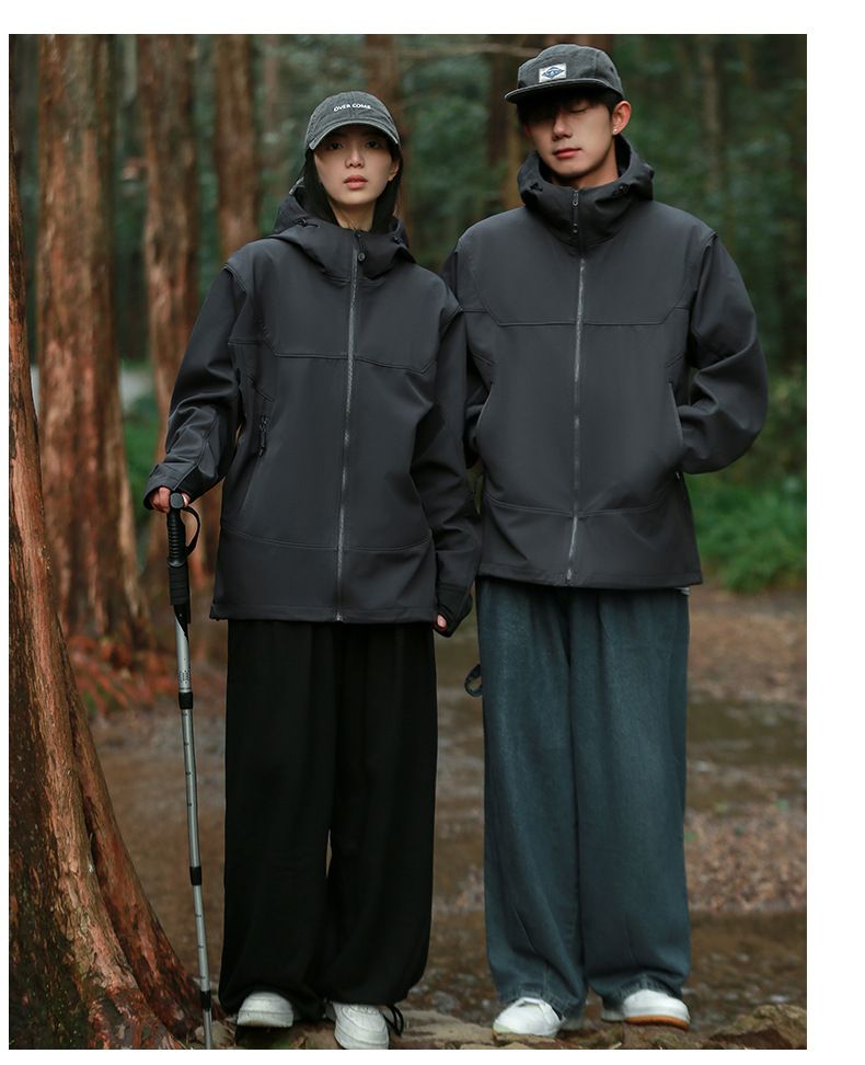 Men's Clothing Autumn and winter couples three proof outdoor soft shell graphene plus velvet jacket men and women's jacket leisure commuting_voghion.com