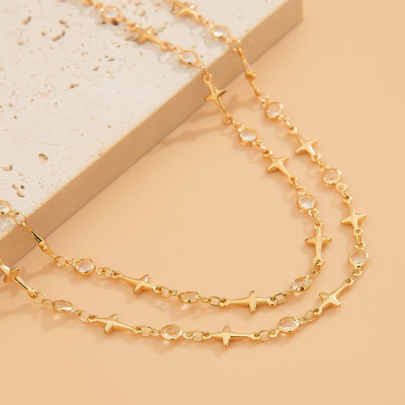 Collier pour femme, petit collier en forme de Y, couleur fraîche, chaîne de clavicule en cuivre tridimensionnelle_voghion.com
