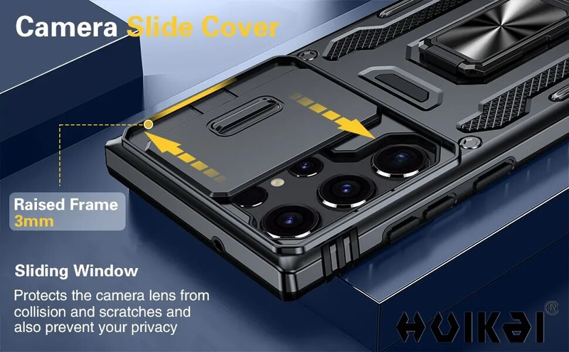 Funda para Samsung Galaxy S23 Ultra S22 S21FE S20 S10 A53 A73 A13 A52S A14 cámara deslizante de cuerpo completo a prueba de golpes rojo militar_voghion.com