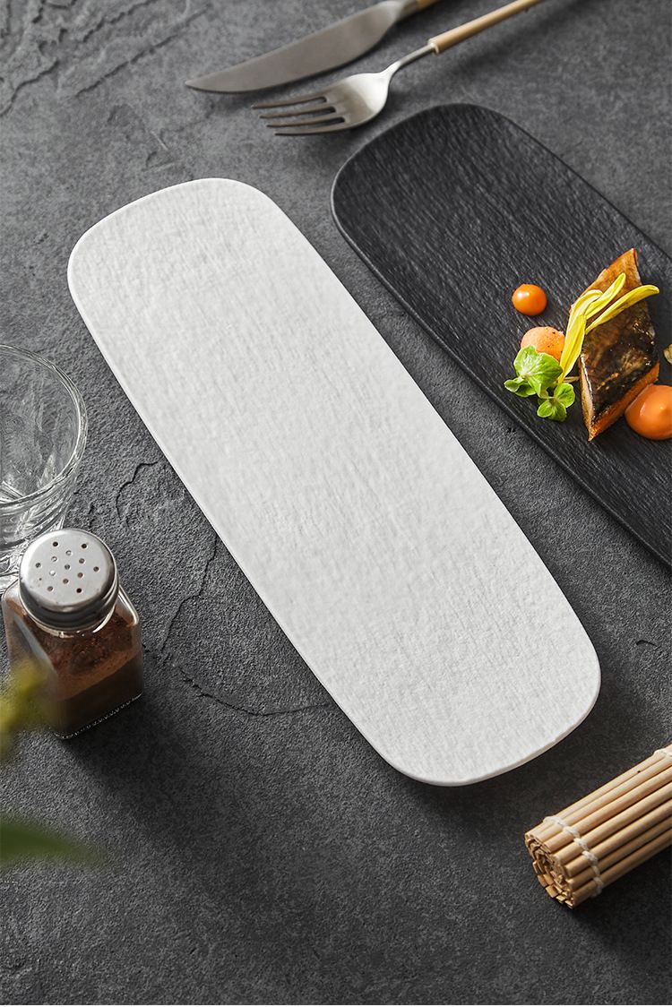 Matte rechthoekige keramische lange high-end dessert westerse Japanse creatieve sushi bord_voghion.com