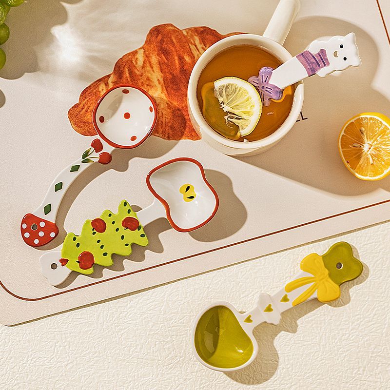 Exquisite Ceramic Small Cute Household High-Value Beautiful Soup Ladle Rice Spoon Glaze Underglaze Color_voghion.com