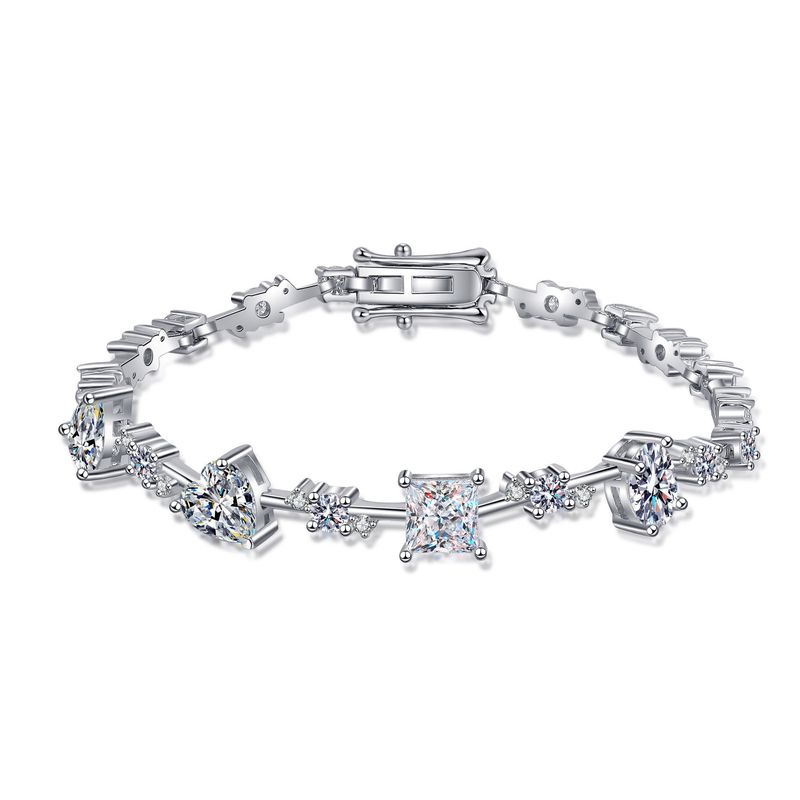 Bracciale da donna in argento puro con pietra Mosang irregolare, piccolo e popolare, placcato in oro PT950._voghion.com