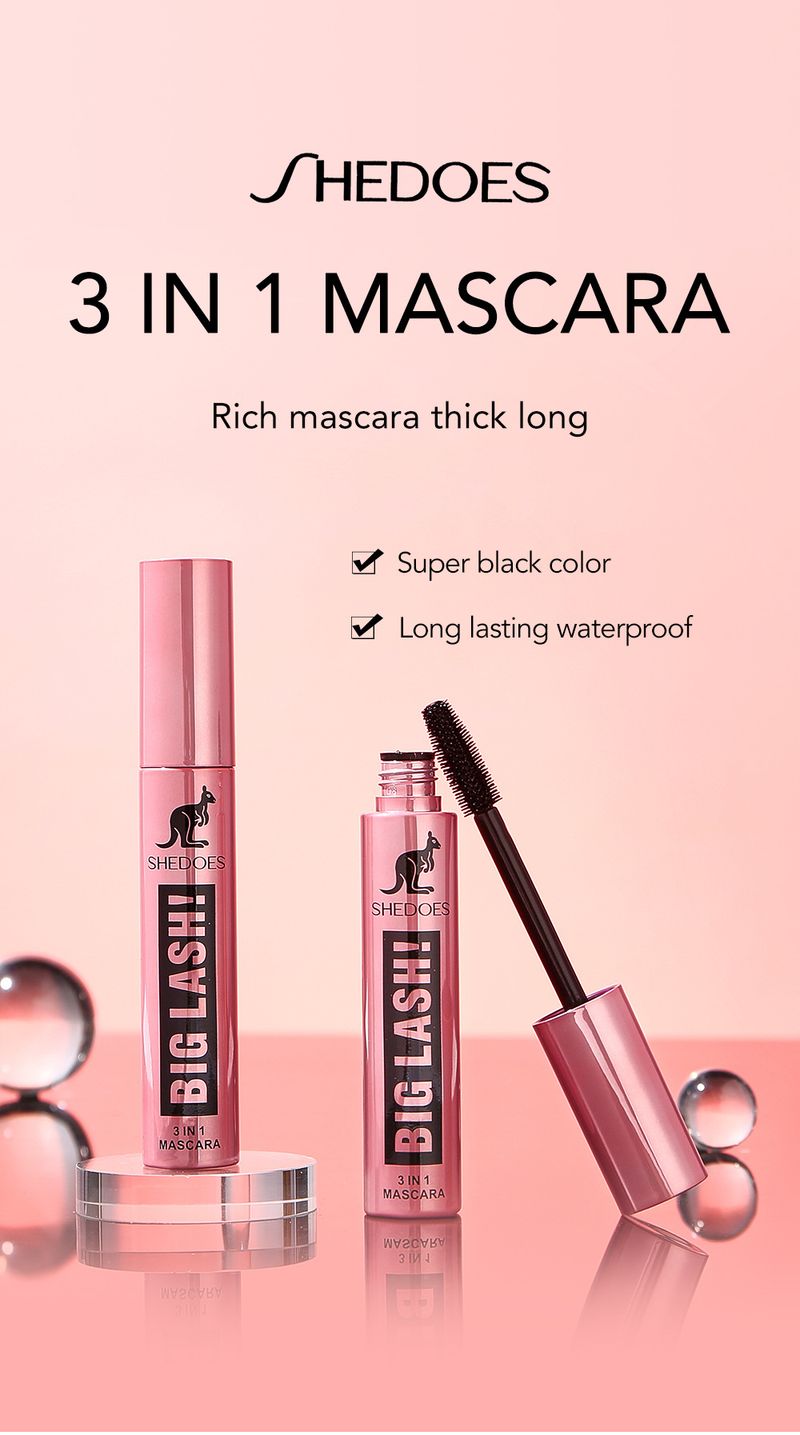 SHEDOES Kangaroo Mascara, wasserfest, verdickend, verlängernd, kräuselnd, langanhaltend, große Augen, 4D-Mascara_voghion.com