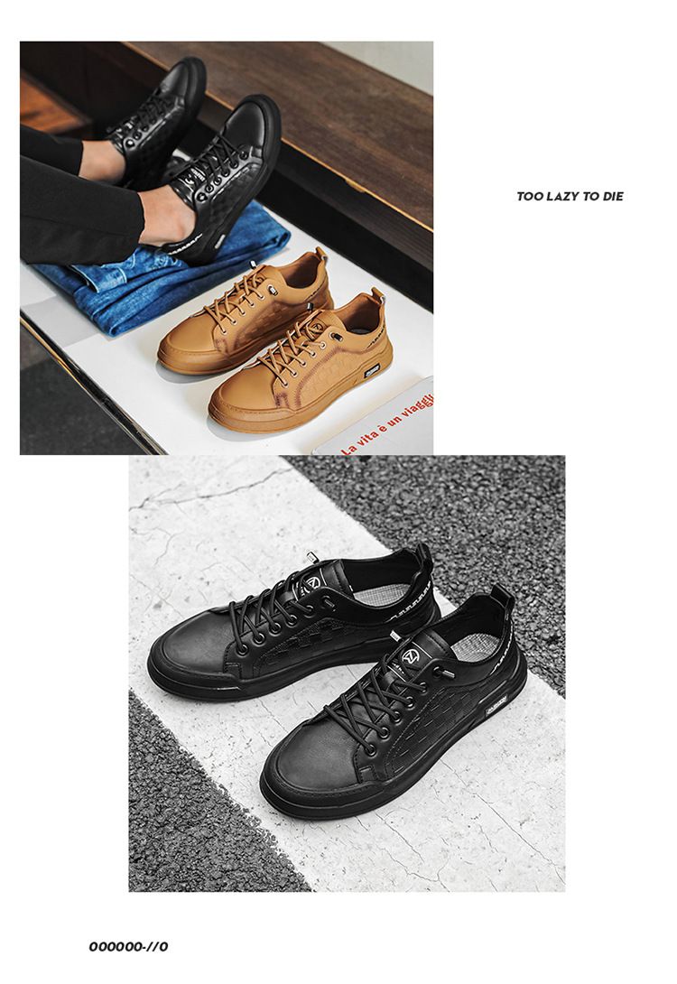 Men's 2024 new summer breathable work board men's wear-resistant and comfortable casual leather black labor protection_voghion.com