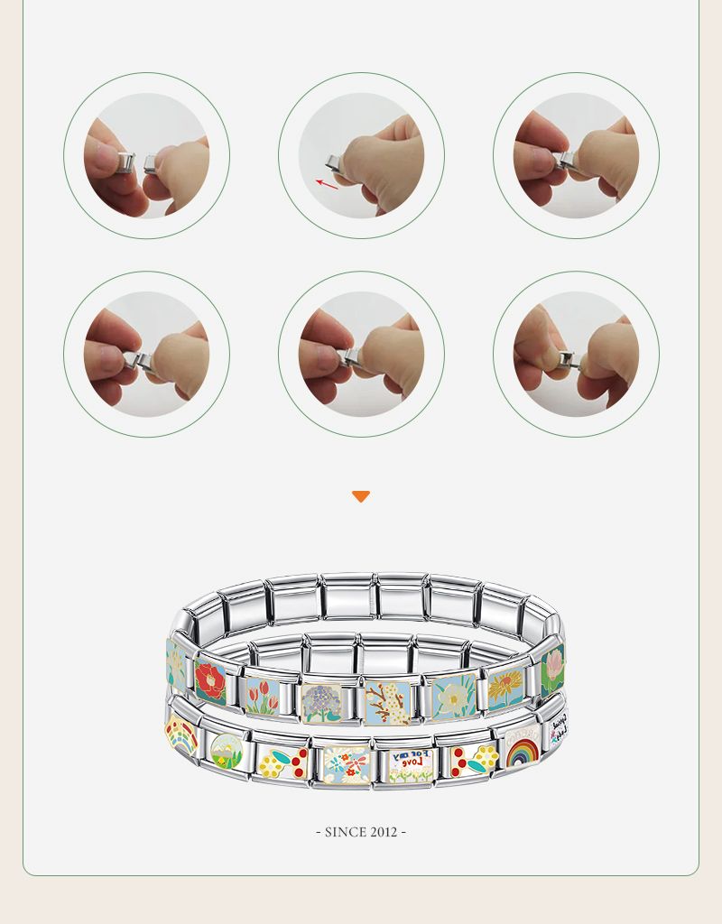 Nuovo braccialetto elastico fai da te da donna con ciondoli in acciaio inossidabile di larghezza 9 mm, alla moda, ST-Bao_voghion.com