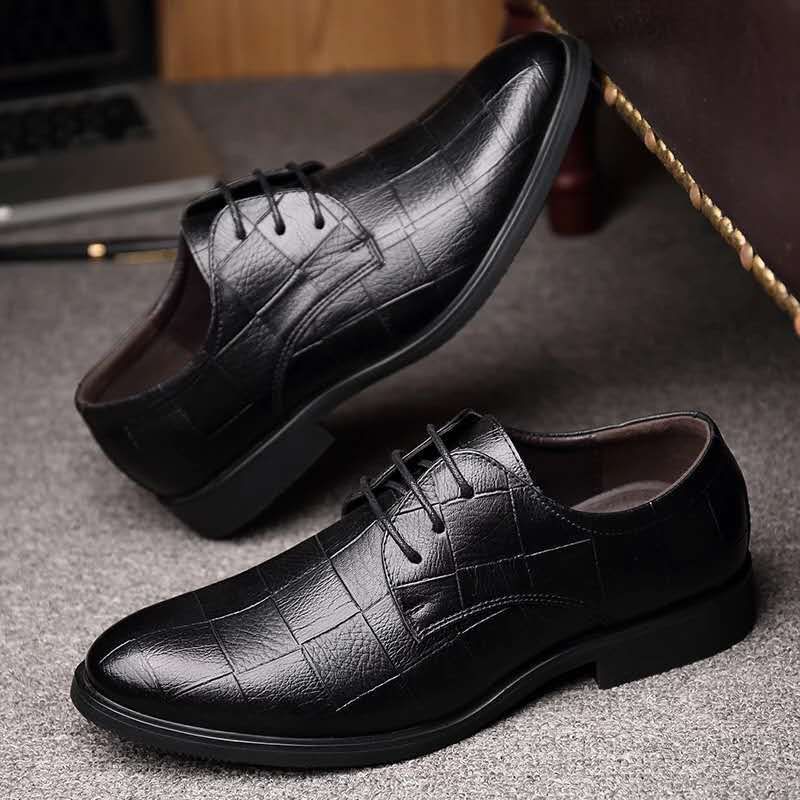 Novos sapatos masculinos de couro xadrez para negócios, sapatos sociais de tamanho grande, sapatos masculinos casuais para casamento_voghion.com