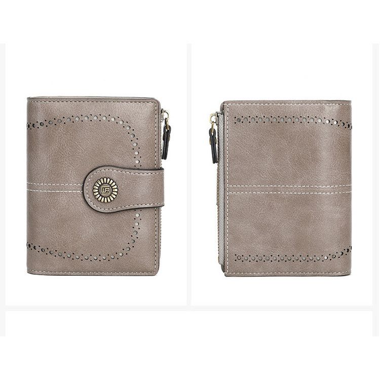 New RFID Anti-theft Brush Women's Wallet Multi Card Buckle Wallet European And American Fashion Short Zipper Wallet_voghion.com