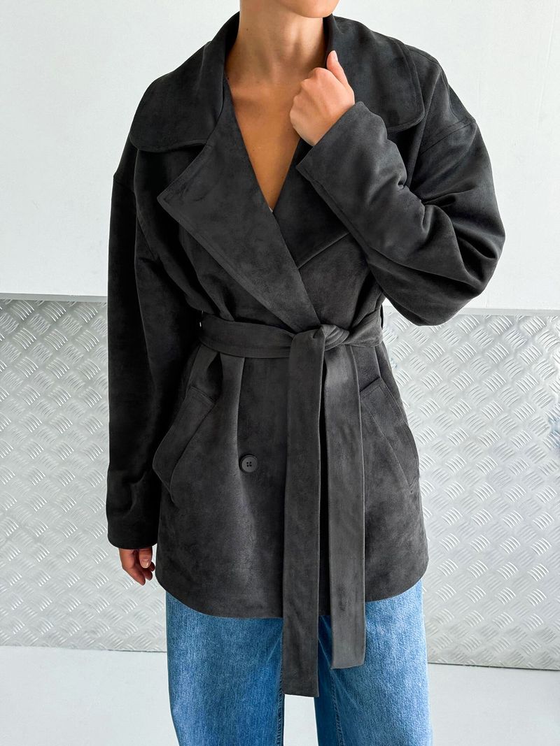 Retro Brown Suede Jacket Lace Up Coat Women's Design Sense Temperament Fashion 2025 Autumn And Winter New Style_voghion.com