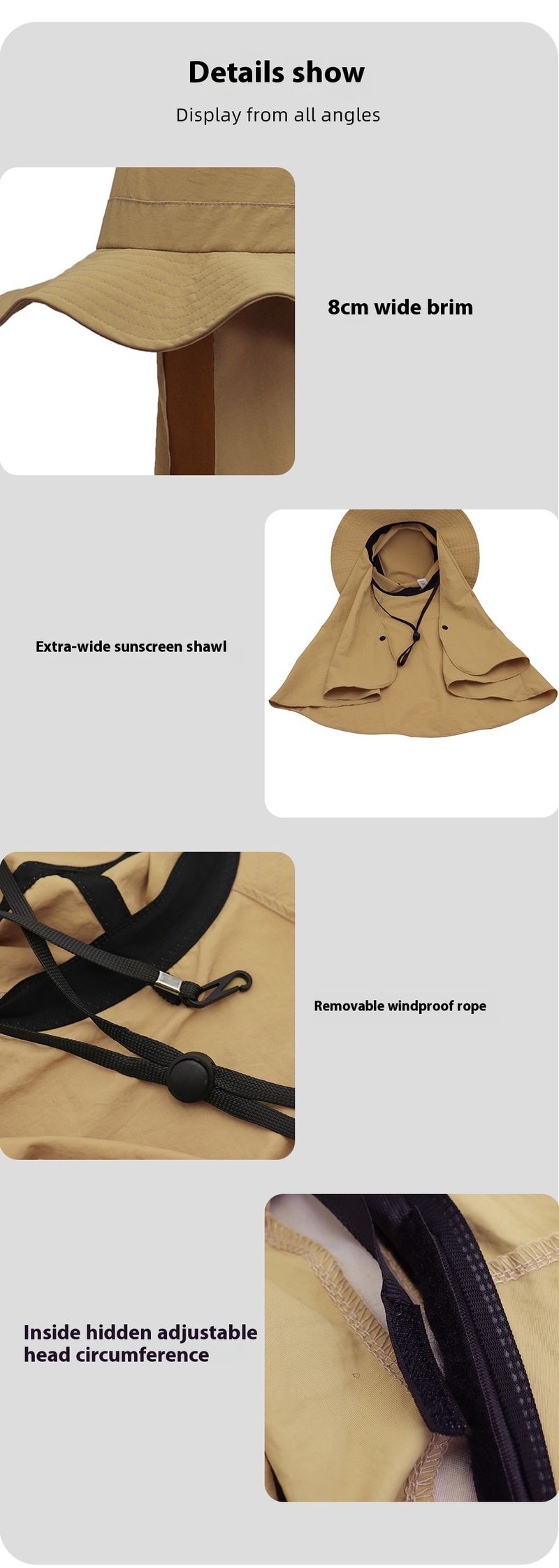 Neuer großer Schalhut für Damen, Sonnenhut mit großer Krempe, Sommerhut mit Vollgesichtsmaske für den Außenbereich, All-in-One-Sonnenhut mit großer Krempe_voghion.com