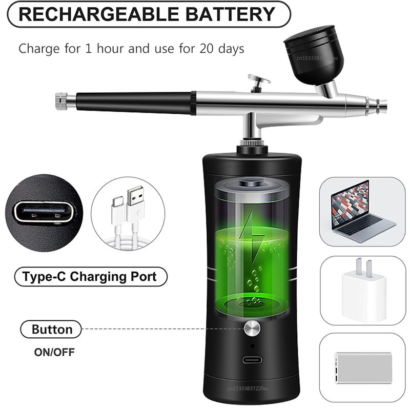 Airbrush-Nagel mit Kompressor, tragbare Airbrush-Nägel, Airbrush für Nagelkuchen-Malerei, Basteln, Airbrush, Nagelkunst, Lackkompressor_voghion.com