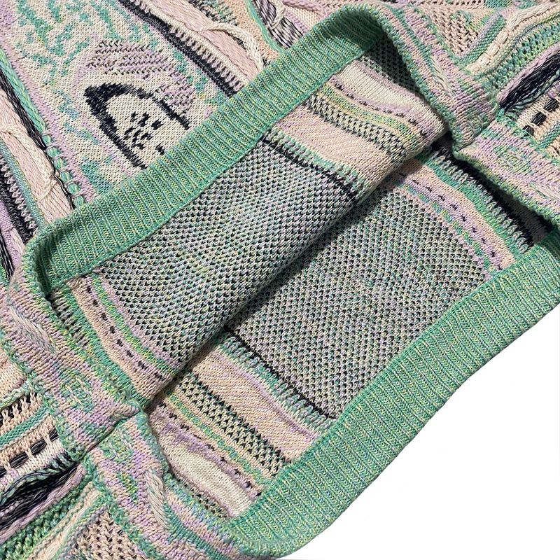 Maglione girocollo lavorato a maglia in stile etnico a contrasto vintage, con ritratto, in jacquard, taglia grande_voghion.com