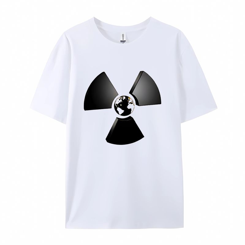 Vêtements pour hommes pollution, radiation nucléaire, eaux usées nucléaires, essais nucléaires, design créatif, col rond imprimé, t-shirt décontracté à manches courtes_voghion.com