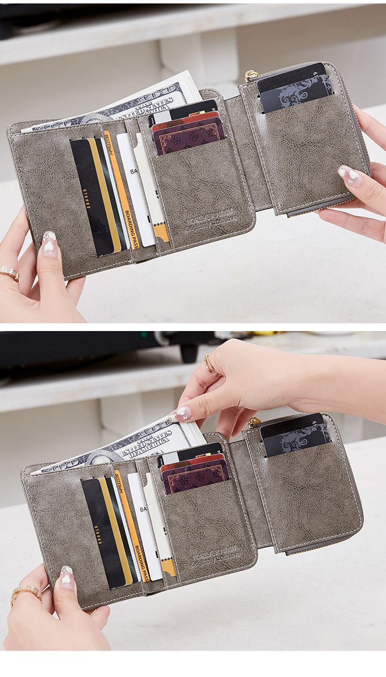 Women's Wallet & Men's Wallet Rfid Anti-theft Brush Ladies Wallet Zipper Wallet Coin Purse Lock Short Wallet_voghion.com