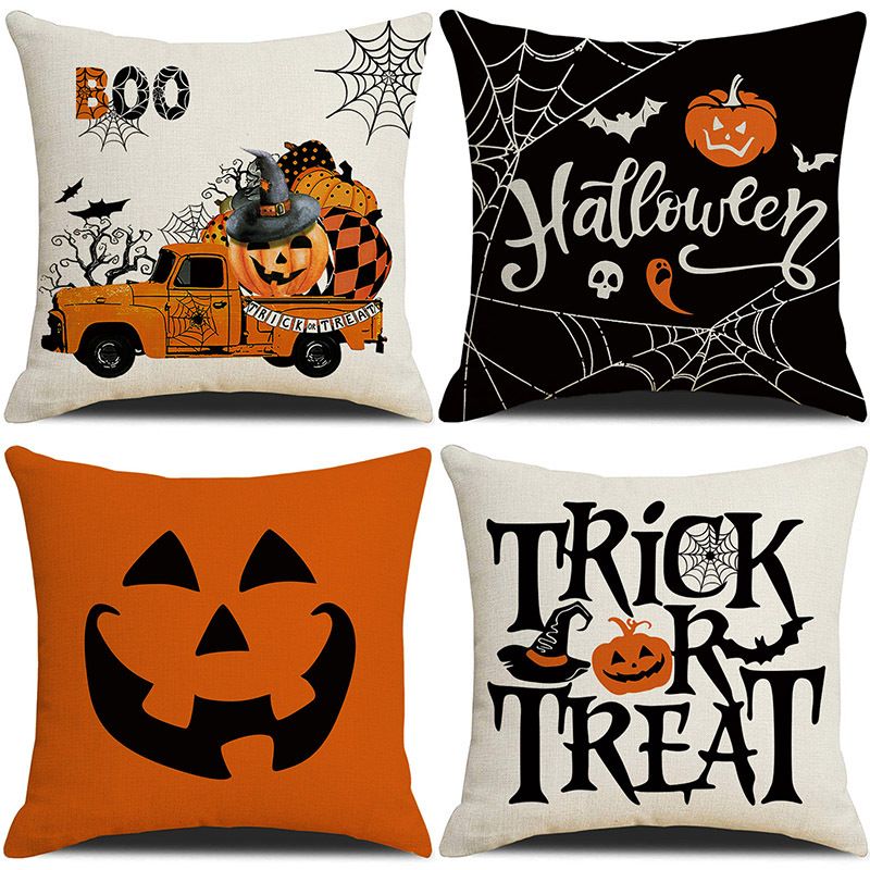 Halloween Dekoration Home Leinen Kissenbezug lustige Kürbiskopf Sofa Kissenbezug Kombination_voghion.com
