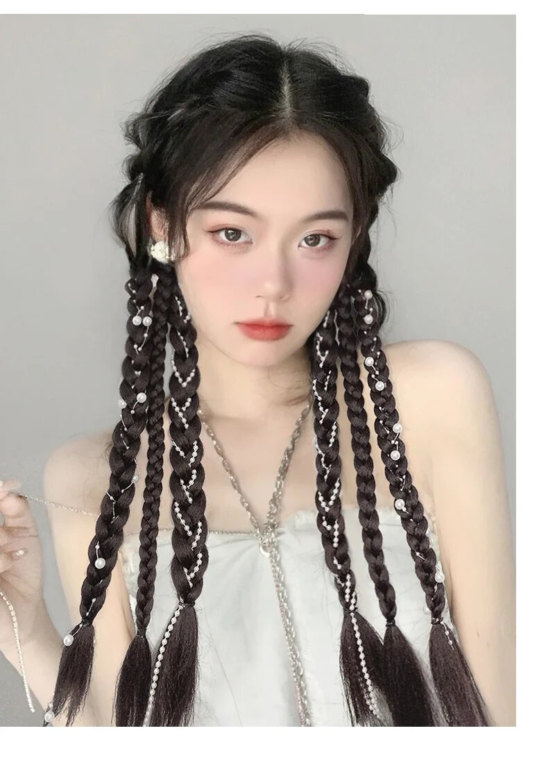 TALANG Trecce sintetiche da boxe Coda di cavallo per donna Elastico Twist Treccia Corda Elastico Accessori per capelli Resistente al calore_voghion.com