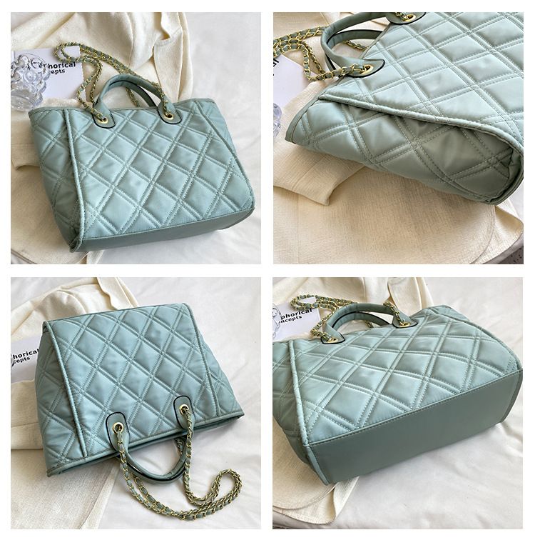 Borsa a tracolla grande capacità, borsa a tracolla alla moda con catena a rombo, borsa da pendolare_voghion.com