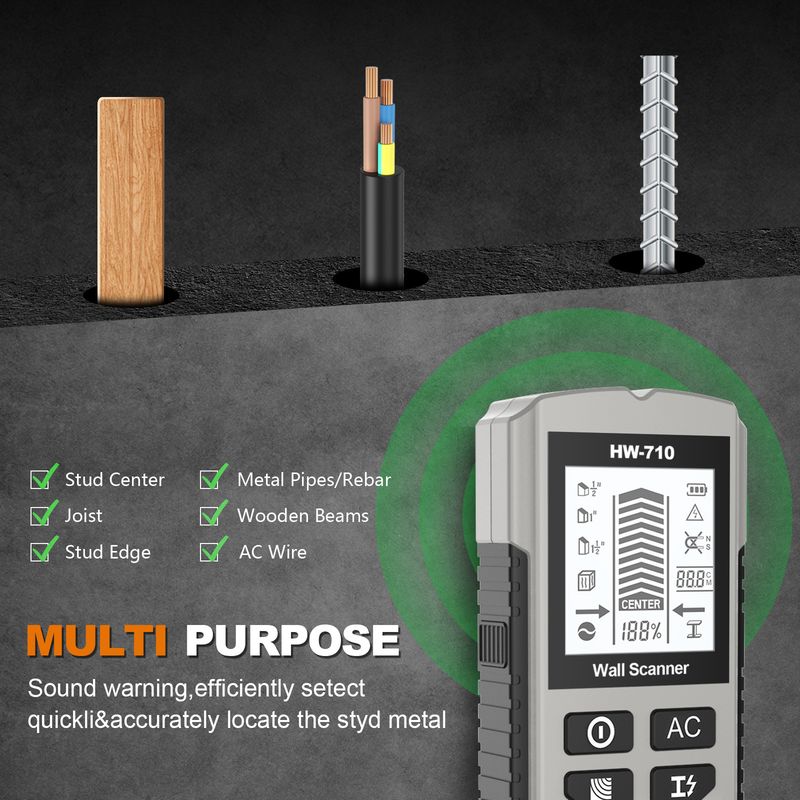 Professional Wall Scanner – Multi-Function Metal Detector For Studs, Wires & Pipes With LCD Display & Depth Calibration (3 Color Options)_voghion.com
