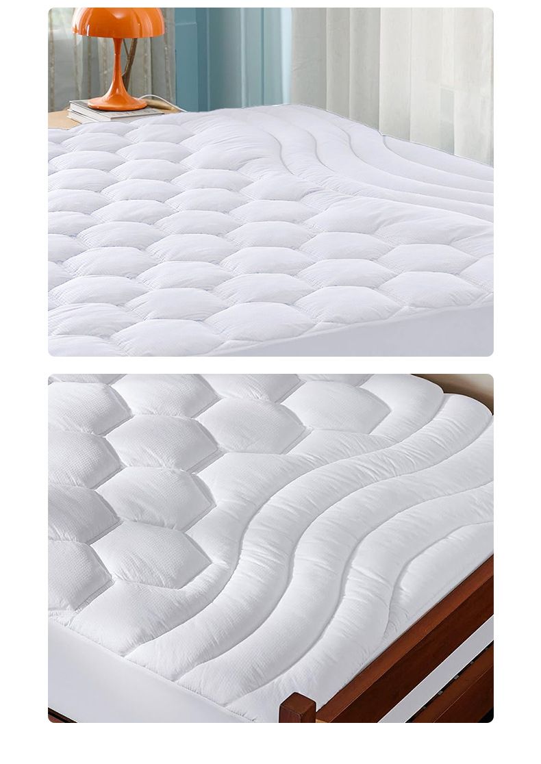 Queen Size Wavy Fiber Mattress – Ultra Soft Foldable Bed Pad For Home & Dorm (80x200cm, White, Polyester)_voghion.com