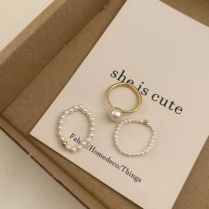 Shi Jia Light Luxury Mini Beaded Elastic Rope with No Hand Circumference Temperament Freshwater Pearl Ring_voghion.com